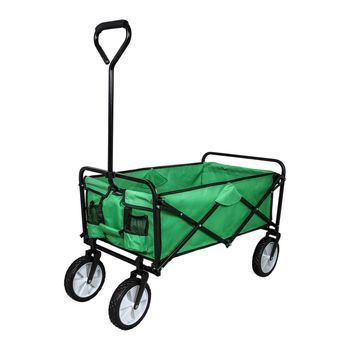 Carrito Plegable Todoterreno 70 Kg Con Ruedas 360° Y Forro Impermeable Verde