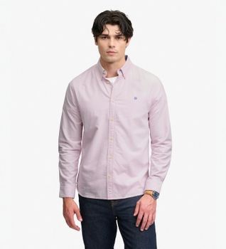 Superdry para hombre. M4011247A Camisa Preppy Oxford rosa (S), Casual, Algodón, Manga larga