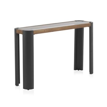 Consola metálica con madera y cristal