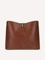 caprice handbag brown made of leather and textile size 1