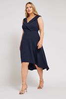 yours london vestido azul marino cruzado estilo esmoquin  mujer curvy y tallas grandes yours london