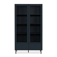 vitrina de 2 puertas de cristal y 2 cajones azul marino - a183 cm
