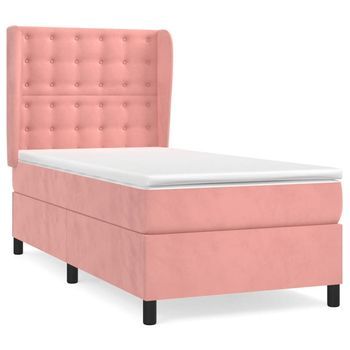 Cama Box Spring Con Colchón Terciopelo Rosa 80x200 Cm Vidaxl