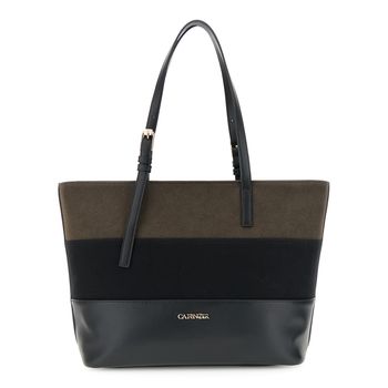 shopper efecto ante y piel con rayas degradadas black