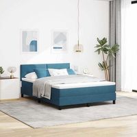 cama box spring led azul oscuro 140 x 190 cm terciopelo vidaxl