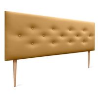 dhome cabecero de polipiel con 3 hileras intercaladas de botones y patas cabezal tapizado cama lujo dorado 135cm
