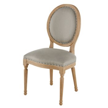 Silla medallón de lino gris claro y ceniza macizo