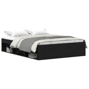 Estructura De Cama Sin Colchón Roble Negro 120x200 Cm Vidaxl