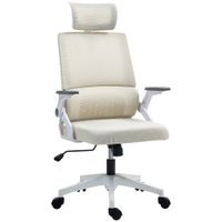 vinsetto silla ergonomica oficina silla de escritorio giratorio con soporte lumbar y malla transpirable 58x61x102-119 cm beige   aosom espana