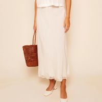 rixo crystal linen-blend midi skirt - uk 12