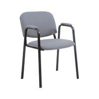 silla con patas de metal y asiento en tela gris