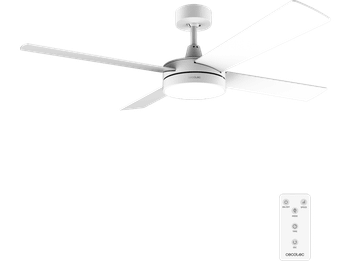 Ventilador de techo - Cecotec EnergySilence Aero 5200 White Line Expert, 65 W, 52”, LED, 3 velocidades, Mando y función Verano/Invierno, Blanco