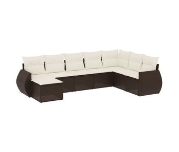 Vidaxl set sofás de jardín 8 piezas y cojines ratán sintético marrón