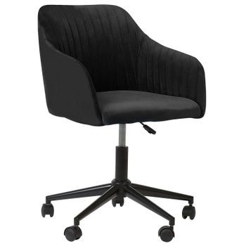 Silla De Oficina De Terciopelo Base Giratoria Negro Altura Acolchado Negro Venice