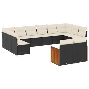 Set De Sofás De Jardín Y Cojines 12 Piezas Ratán Sintético Negro