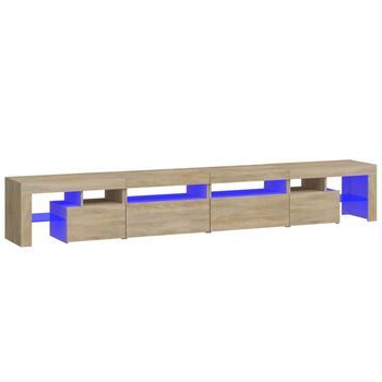 Mueble Tv | Mueble De Salón | Armario Tv Con Luces Led Roble Sonoma 260x36,5x40 Cm