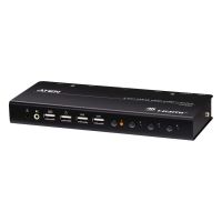 interruptor kvm aten cs784h 4k hdmi 4 puertos usb audio hub