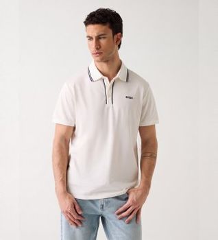 Guess para hombre. M6GP27K3179 Polo Paul Pique blanco (XL), Casual, Algodón, Manga corta