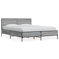 cama doble  cama para adultos  estructura cama madera ingenieria metal gris sonoma 140x200 cm
