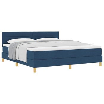 Cama Tipo Box Spring Con Cojín Manual Azul 180 X 200 Cm Tela Vidaxl