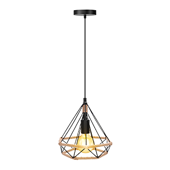 Aigostar Lámpara de techo vintage. Casquillo E27. Lámpara diseño industrial de acero negro y cuerda beige. Estilo retro para decorar el salón, pasillo, dormitorio, despacho, comedor, cafeterías etc