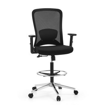 Silla De Trabajo / Silla De Mostrador Top Work 44 Asiento De Tela / Respaldo De Malla Negro Hjh Office