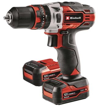 Taladro Percutor a Batería 12V Einhell con 2 Batería de Litio 2.0 AH TE-CD 12/1 LI-I