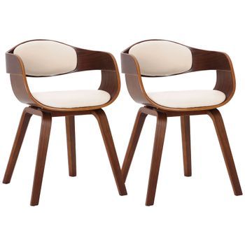 Set De 2 Sillas De Salón Kingston En Polipiel Simil Cuero Nogal/crema 46x49x73 Cm Clp