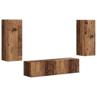 conjunto de mueble de tv montaje en la pared 2 uds  mueble de salon  gabinete de tv madera vieja