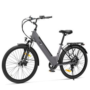 Bicicleta Eléctrica Touroll J2 St Motor 250w 45nm, Batería 561,6wh Autonomía 100km, 7 Velocidades Shimano Paso Bajo Con Portaequipajes Gris