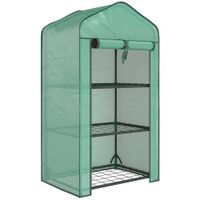 outsunny invernadero de jardin con 3 niveles invernadero de balcon cubierta reforzada pe armazon de acero 59 x 39 x 127 cm verde   aosom espana