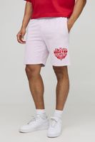 pantalon corto regular de tela jersey destenida con estampado grafico limited de corazon pink