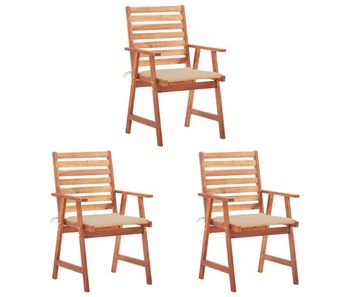 Sillas comedor de jardin 3 unidades madera maciza acacia y cojines