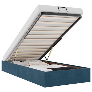 Cama Individual | Cama Para Adultos | Estructura De Cama Otomana Sin Colchón Terciopelo Azul Oscuro