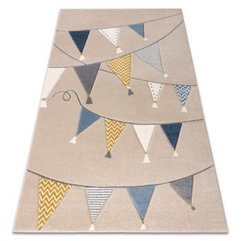 Alfombra Kiddo 9426 Beige / Blanco, Triángulos, Fiesta, Para Niños,  120x170 Cm