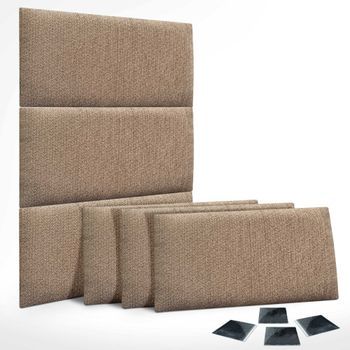 Dhome Juego De 6 Paneles Tapizados De Tela De Lujo Pack Autoadhesivos Para Pared Acústicos Absorbentes Protección (golden Wood, 60x60cm, X6)