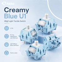 interruptores tactiles akko creamy blue u1 48gf lubricados de fabrica ligeros 5 pines intercambiables en caliente accesorios para teclado mecanico mx 100 piezas
