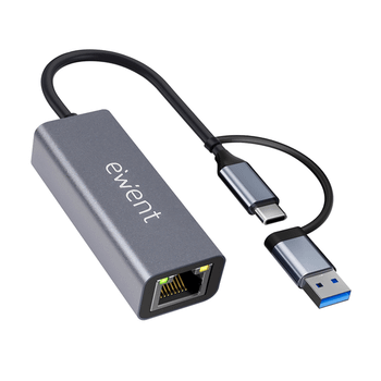 EWENT ADAPTADOR ETHERNET 1GIGABIT | USB-C Y USB-A