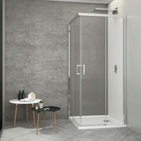 angular de ducha 2 fijos  2 puertas correderas johnson  80 cm cristal transparente