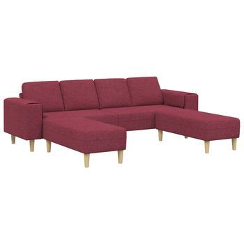 Sofá De Sala 3 Uds. Rojo Vino Poliéster Vidaxl