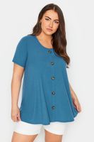 yours top canale azul con botones de adorno mujer curvy y tallas grandes yours