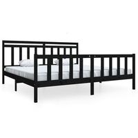 cama matrimonial  cama para adultos  estructura de cama de madera maciza negra 200x200 cm