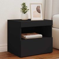 mesita de noche - mueble para dormitorio - madera de ingenieria - negro 50x40x45cm