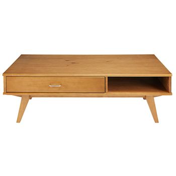 Mesa de centro de pino y MDF con 1 cajón de 120 cm