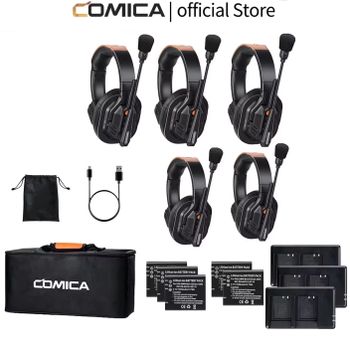 COMICA Seekcom S1 Sistema de Auriculares Inalámbricos de 2.4GHz con Cancelación de Ruido AI/ENC, 500M, Auriculares con Función de Conversación para Comunicación en Grupo