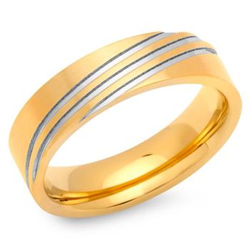 Anillo de acero inoxidable chapado en oro 6mm