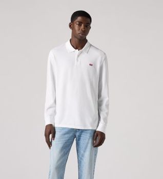 Levi's para hombre. 0012D-0000 Polo Housemark Polo blanco (S), Casual, Algodón, Clásico, Manga larga