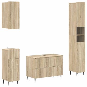 Juego De Armarios De Baño De 4 Piezas Zwolle Roble Sonoma Vidaxl