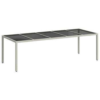 Mesa Jardín | Mesa De Exterior Vidrio Templado Ratán Sintético Blanco 250x100x75cm