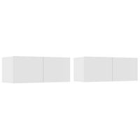 pack 2 uds muebles para tv  mueble de salon  mesa de tv madera contrachapada blanco 80x30x30 cm